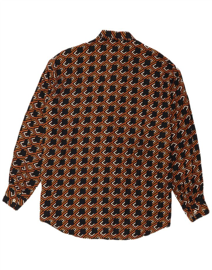 Camisa masculina Kantaros grande viscose geométrica marrom