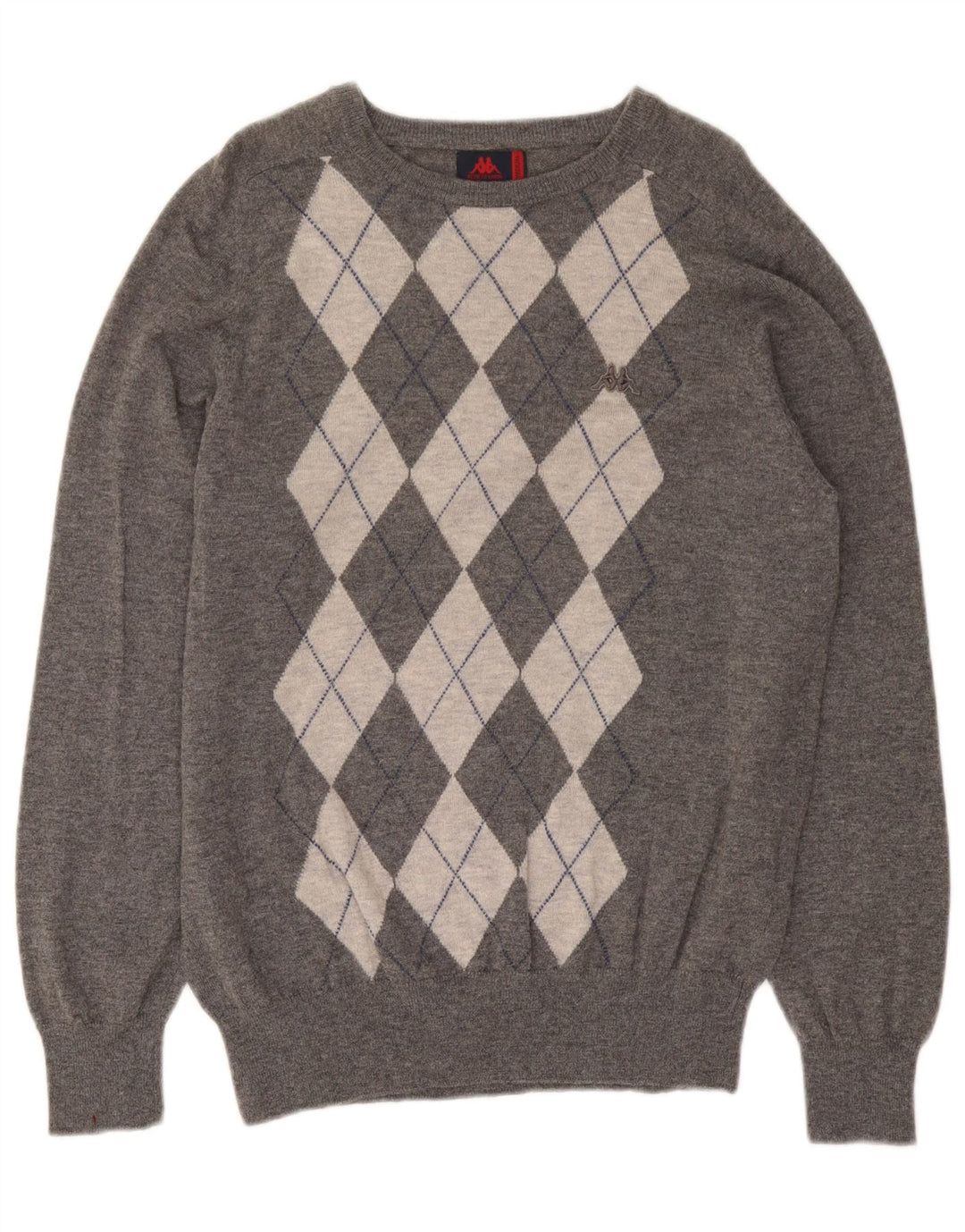 Suéter masculino Kappa com gola canoa cinza médio Argyle/lã diamante