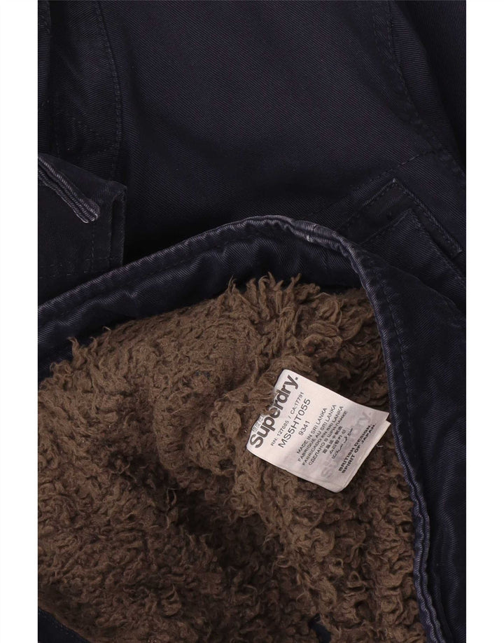 Jaqueta utilitária masculina Superdry Sherpa Reino Unido 38 algodão azul marinho médio