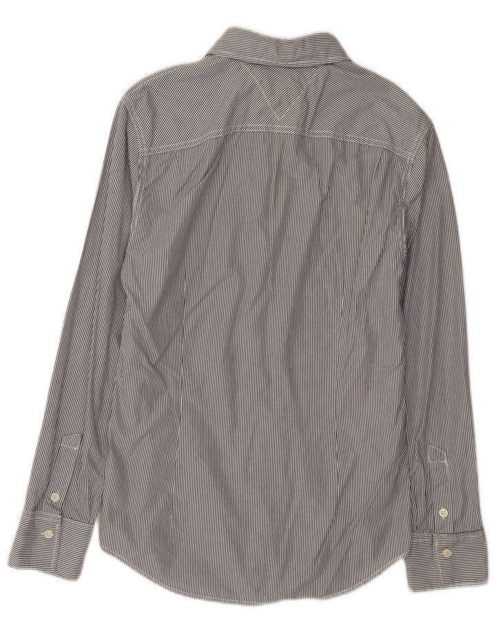 Camisa masculina Tommy Hilfiger pequena listrada azul marinho de algodão