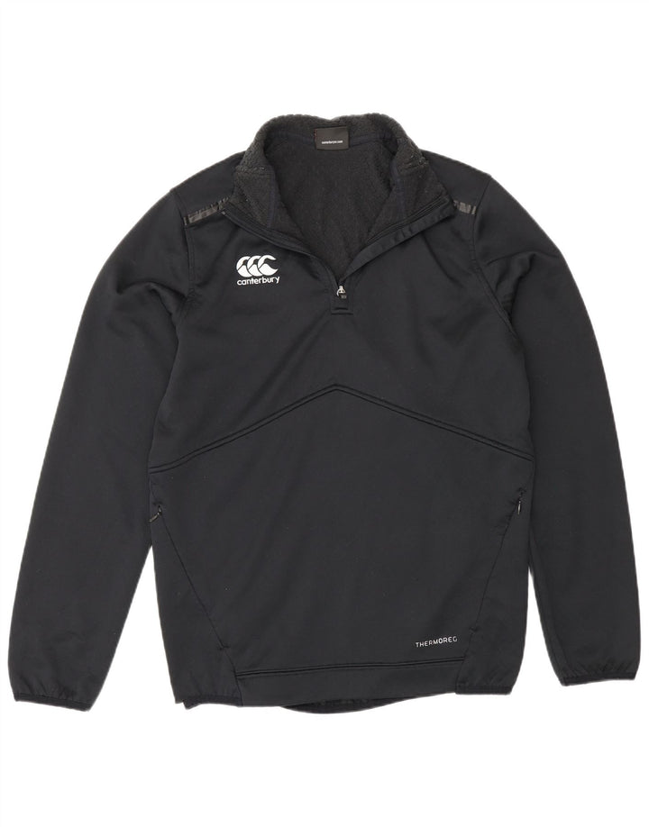 Suéter masculino Canterbury com zíper e gola em poliéster preto pequeno