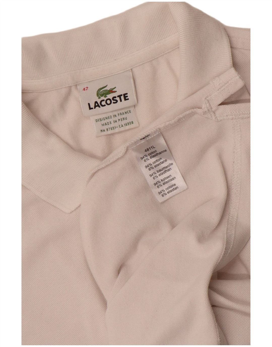 Camisa polo feminina Lacoste tamanho 42 grande algodão branco