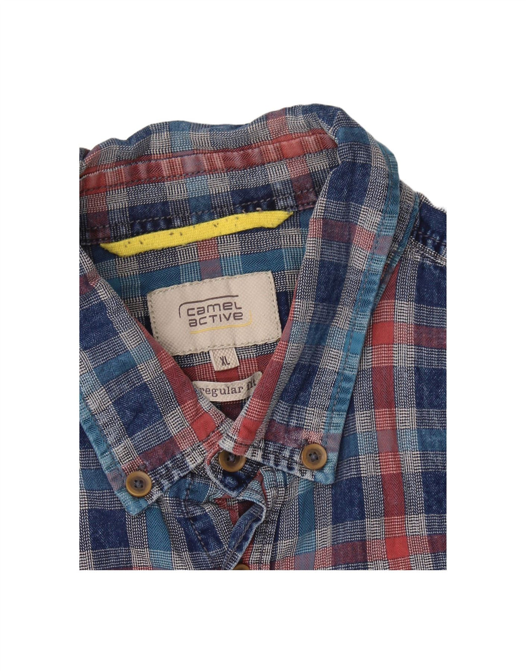 CAMEL Camisa masculina de flanela de ajuste regular XL algodão xadrez multicolorido