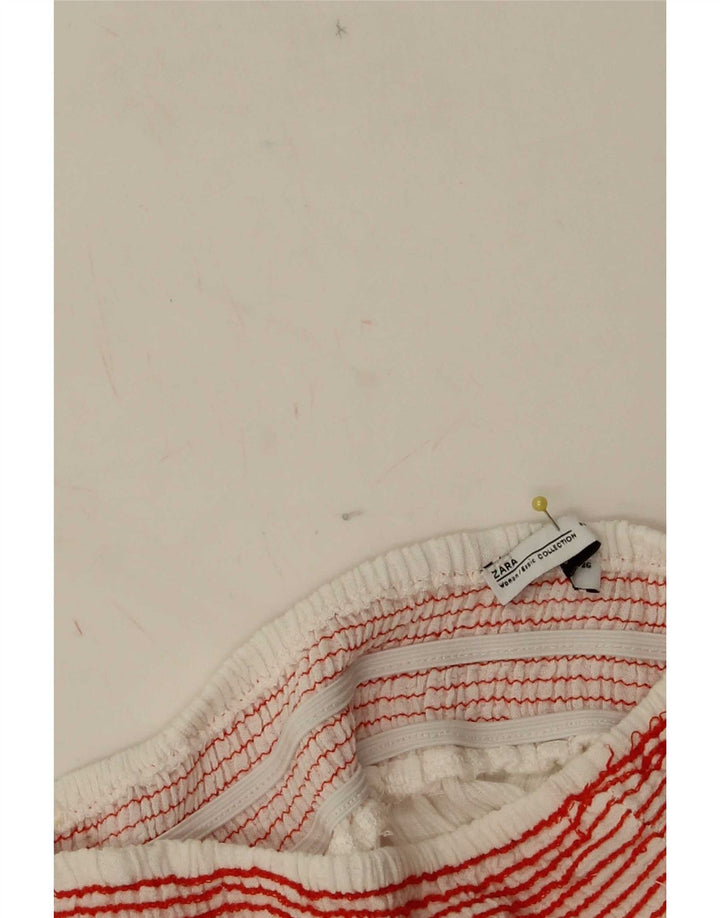 Vestido feminino sem alças Zara UK 8 pequeno listrado branco