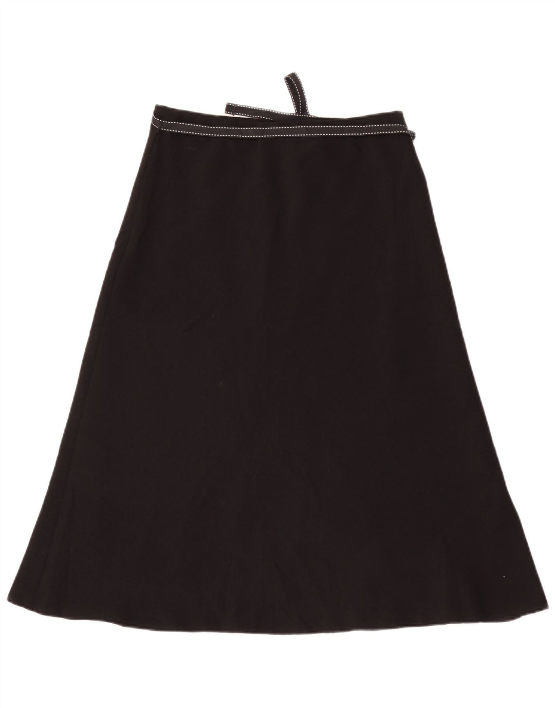 Saia feminina Marks & Spencer A-Line UK 10 pequena W30 poliéster preto