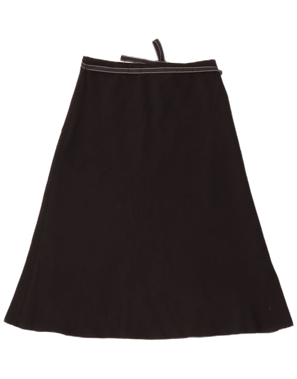 Saia feminina Marks & Spencer A-Line UK 10 pequena W30 poliéster preto