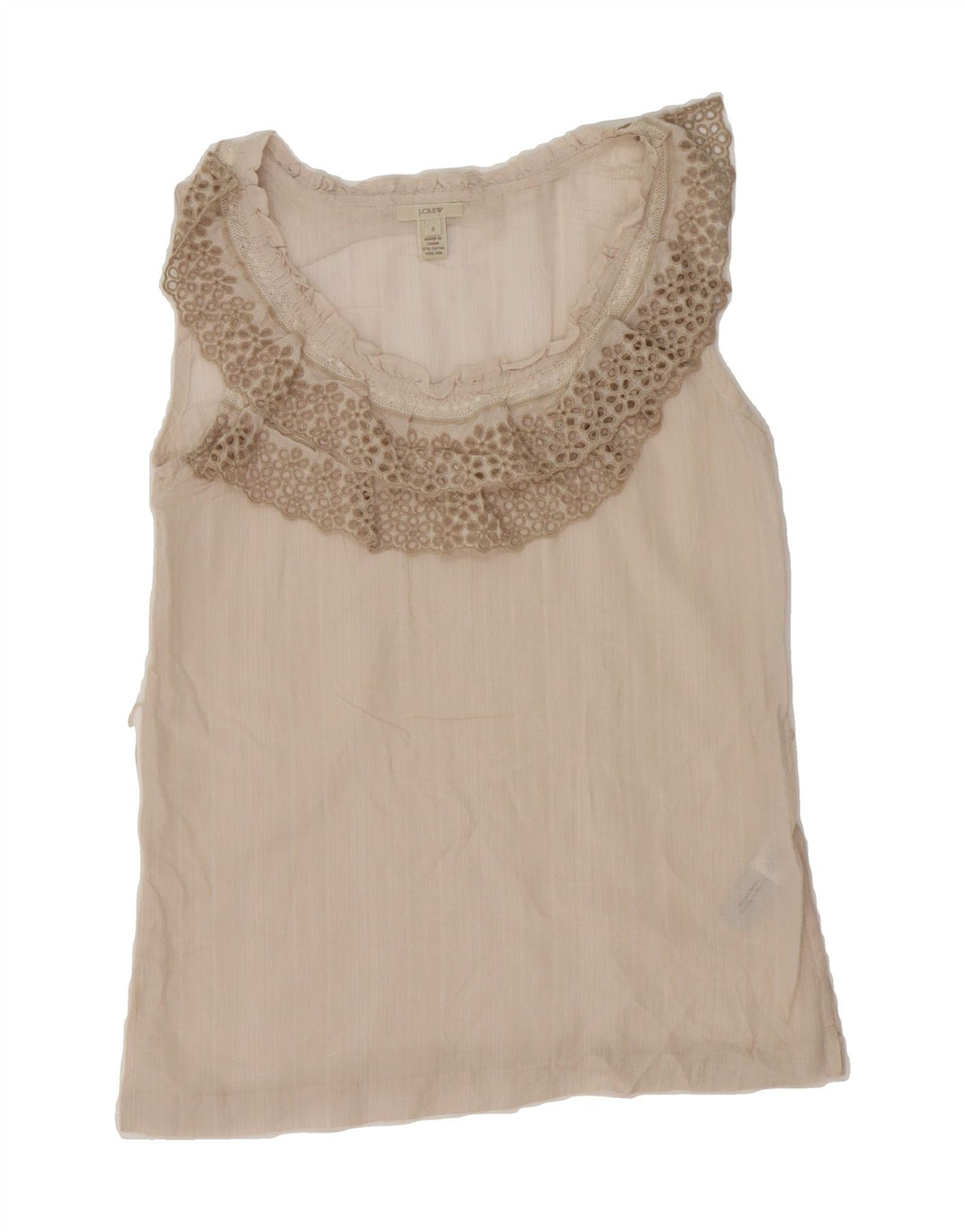 J. CREW Womens Sleeveless Blouse Top US 0 XS Beige Cotton Vintage J. Crew and Second-Hand J. Crew from Messina Hembry 