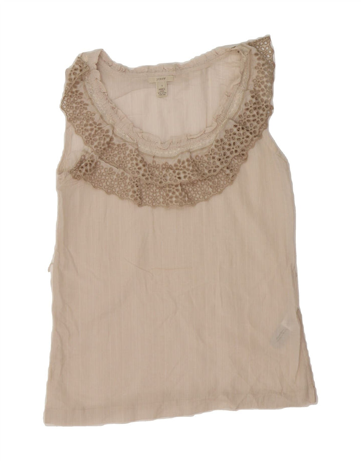J. CREW Womens Sleeveless Blouse Top US 0 XS Beige Cotton Vintage J. Crew and Second-Hand J. Crew from Messina Hembry 