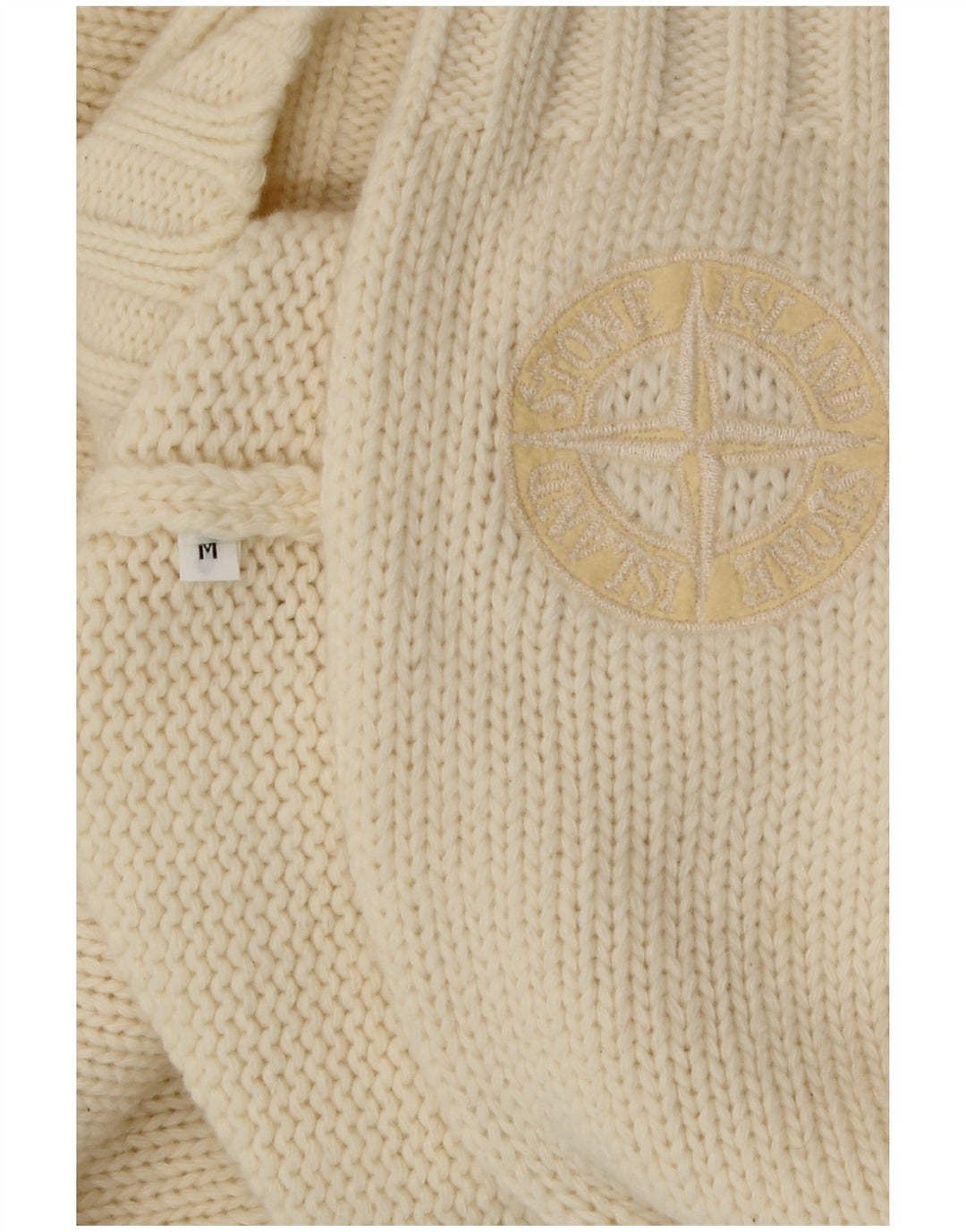 Stone Island Suéter masculino com decote em V médio bege