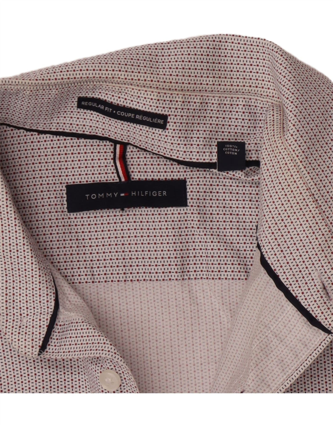 Camisa masculina Tommy Hilfiger Regular Fit tamanho 15 1/2 médio branco xadrez algodão