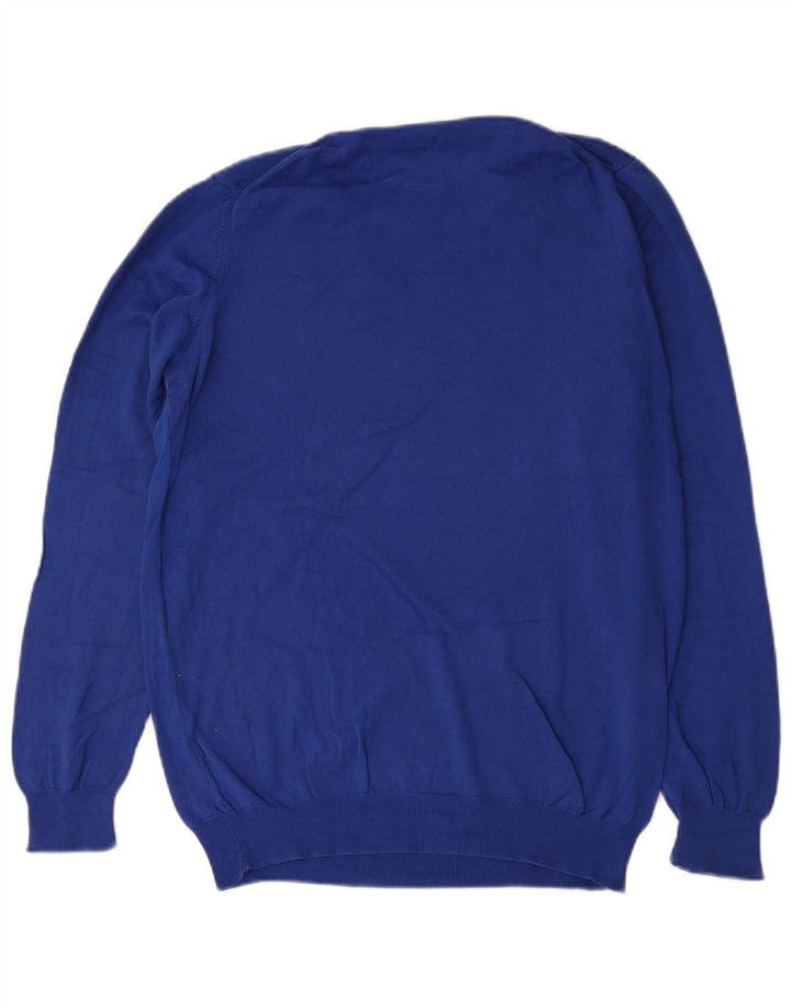 Suéter masculino Zara com decote em V grande algodão azul