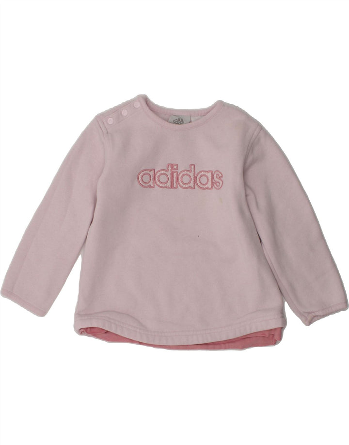 ADIDAS Baby Girls Graphic Sweatshirt Jumper 18-24 Months Pink Cotton Vintage Adidas and Second-Hand Adidas from Messina Hembry 
