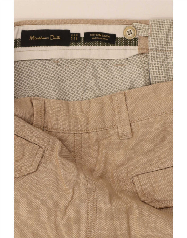 Shorts cargo masculino Massimo Dutti EU 38 pequeno W30 algodão bege