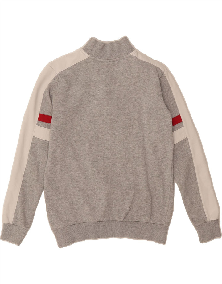 FILA Womens Graphic Zip Neck Sweatshirt Jumper UK 2 2XS Grey Cotton Vintage Fila and Second-Hand Fila from Messina Hembry 