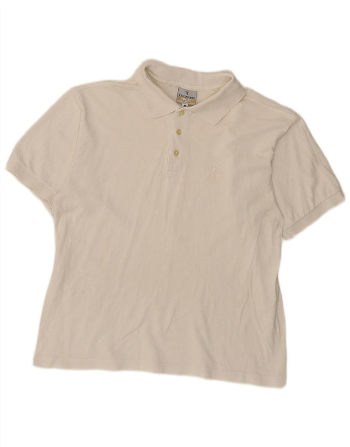 Camisa polo masculina TRUSSARDI média branca