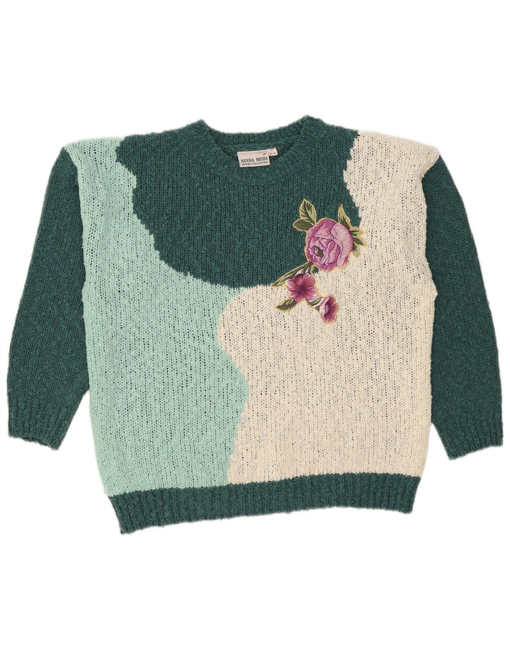 Suéter feminino Nuova Moda com gola redonda e gola redonda IT 44/46 verde grande