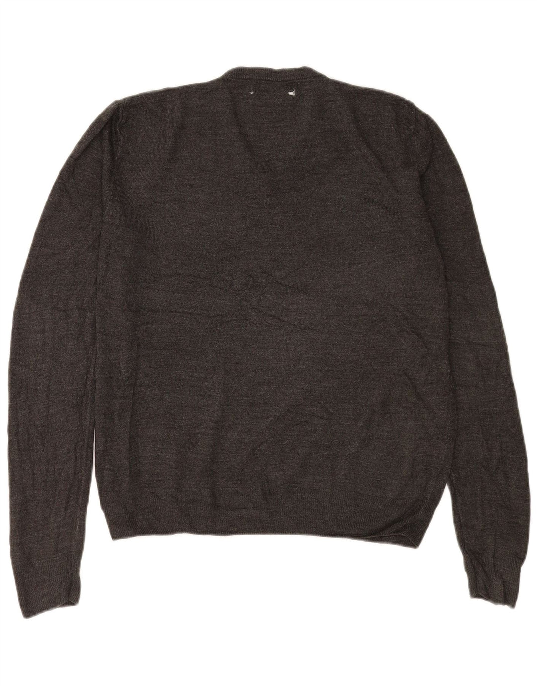 Suéter masculino Marks & Spencer com decote em V grande acrílico cinza