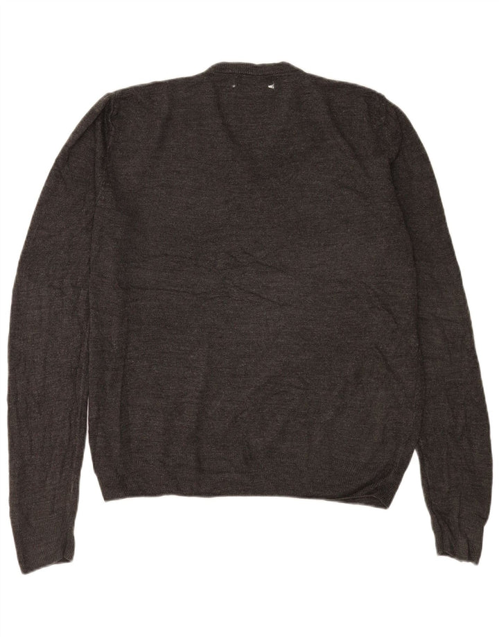 Suéter masculino Marks & Spencer com decote em V grande acrílico cinza