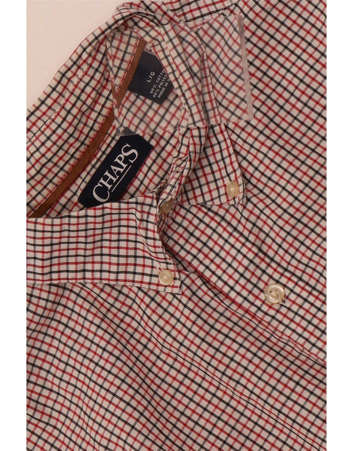 Camisa masculina Chaps grande xadrez vermelha de algodão