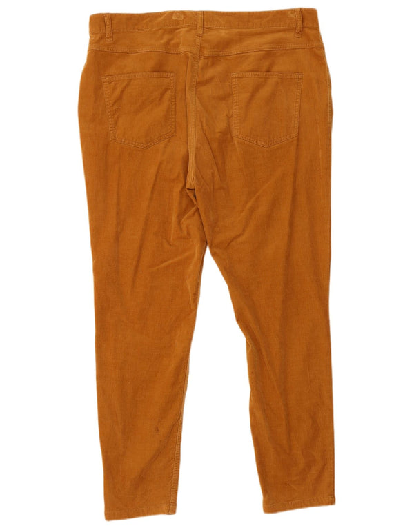 Calça feminina de veludo cotelê Marks & Spencer UK 18 XL W38 L28 algodão marrom
