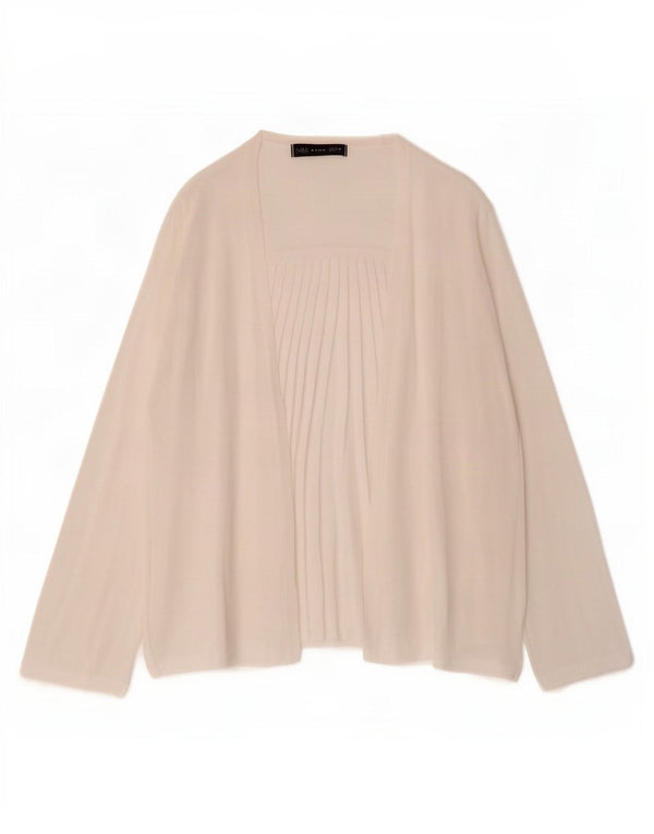 Cardigã feminino Marks & Spencer manga 3/4 Reino Unido 12 viscose branca média