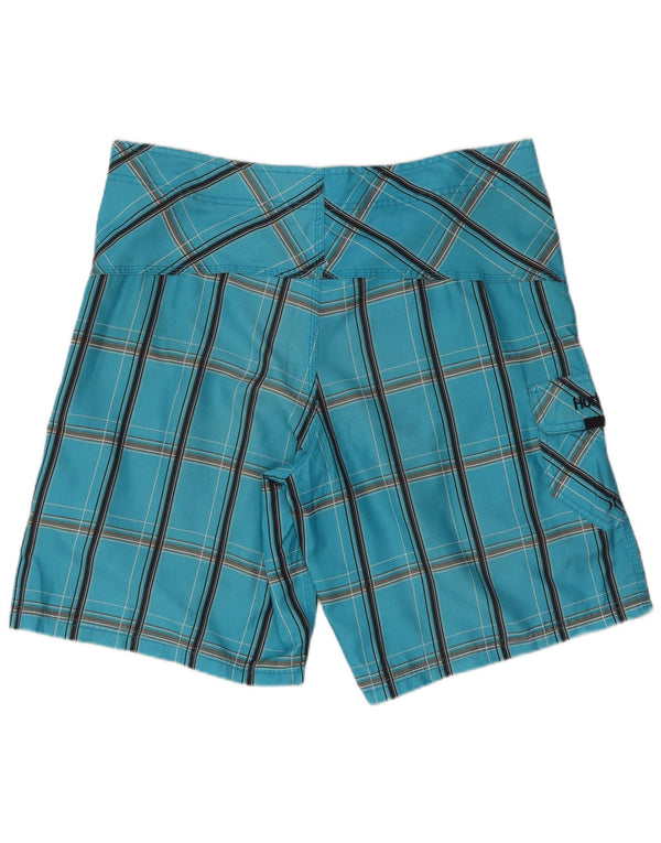 Shorts de natação masculino Hurley grande poliéster xadrez azul
