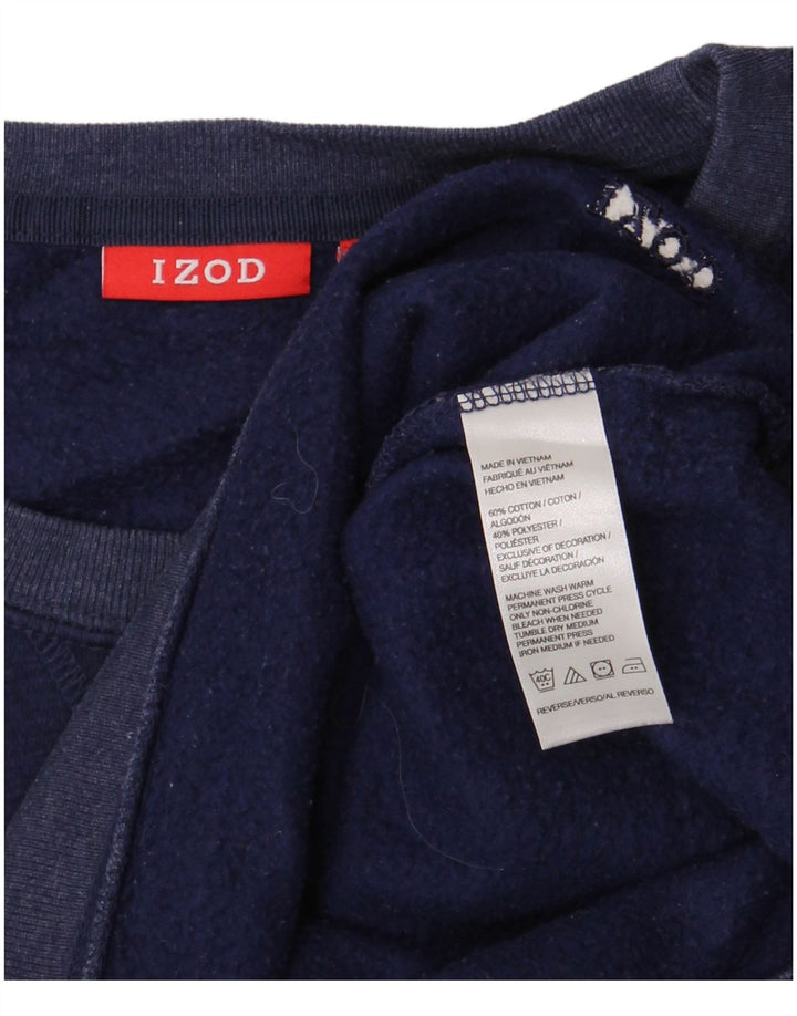 Izod moletom masculino jumper médio azul marinho algodão