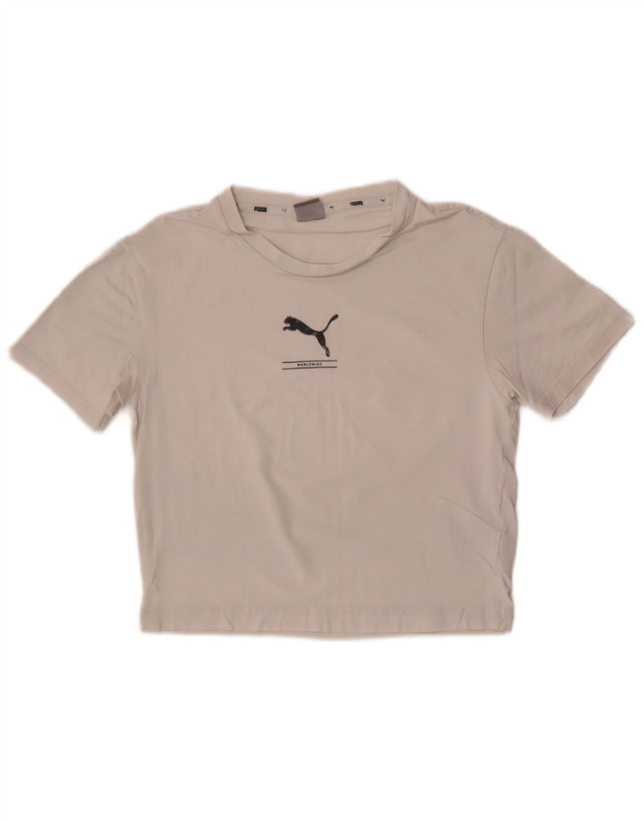 Puma Camiseta Feminina Crop Top UK 12 Médio Algodão Branco