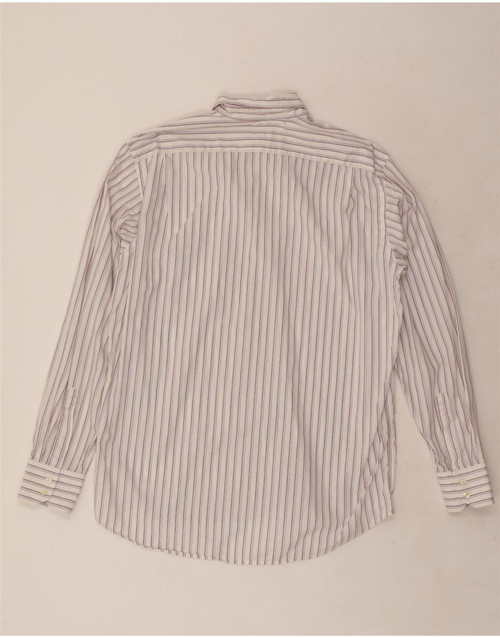 Camisa masculina Lacoste tamanho 42 grande algodão listrado branco