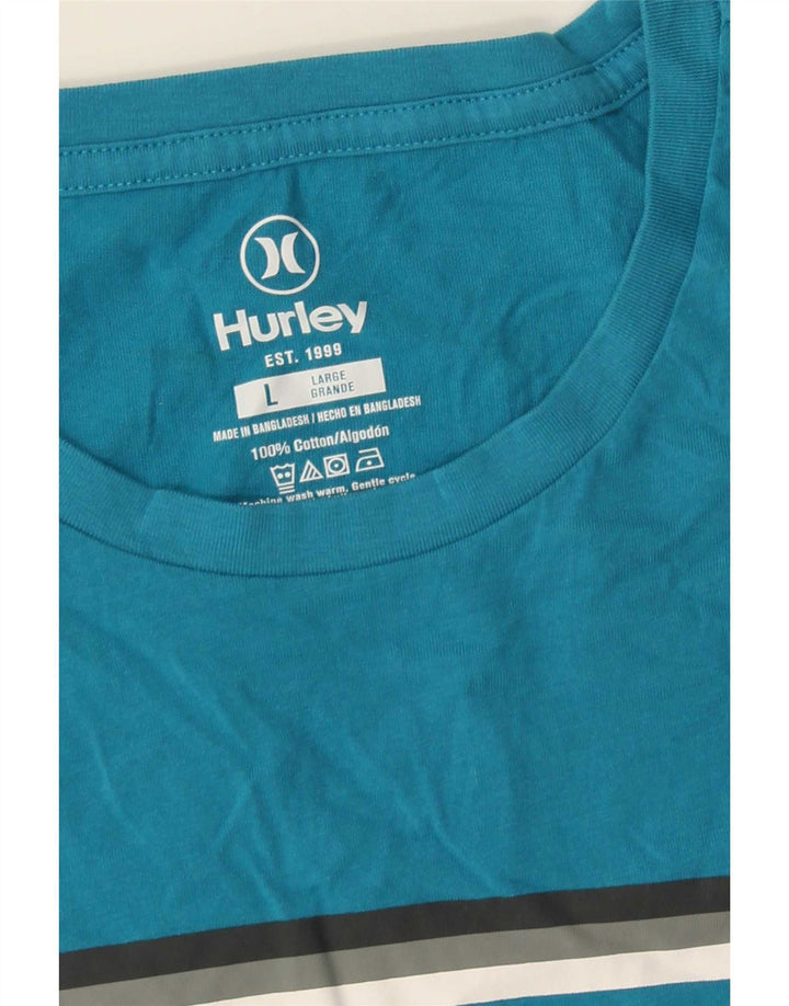 Hurley Camiseta masculina gráfica top grande algodão azul