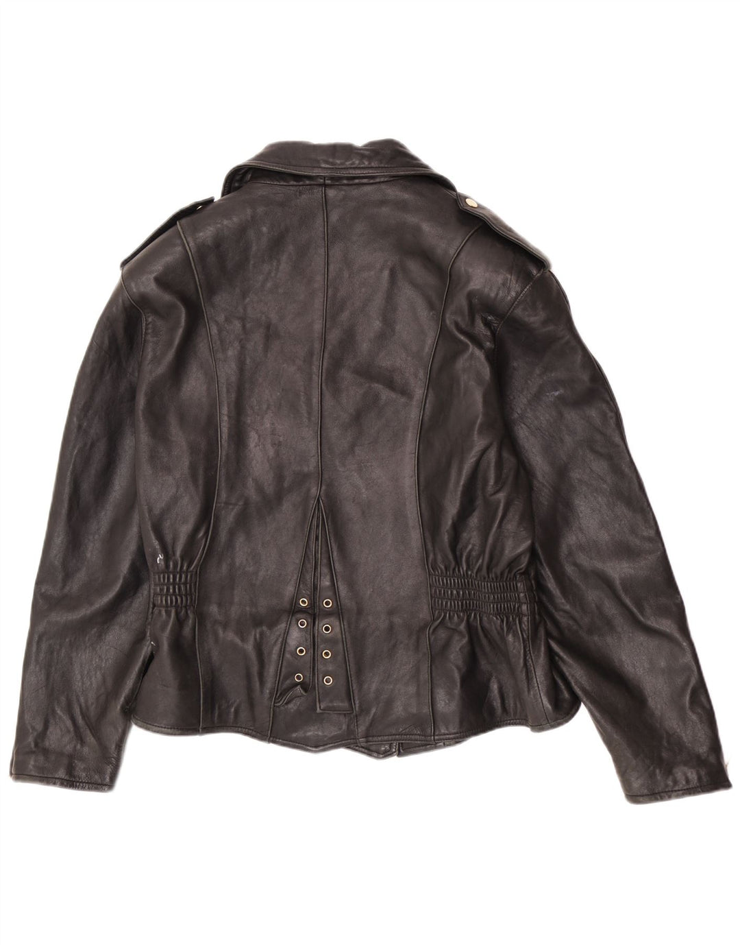 Jaqueta de couro feminina vintage para motociclista EU 40 médio preto
