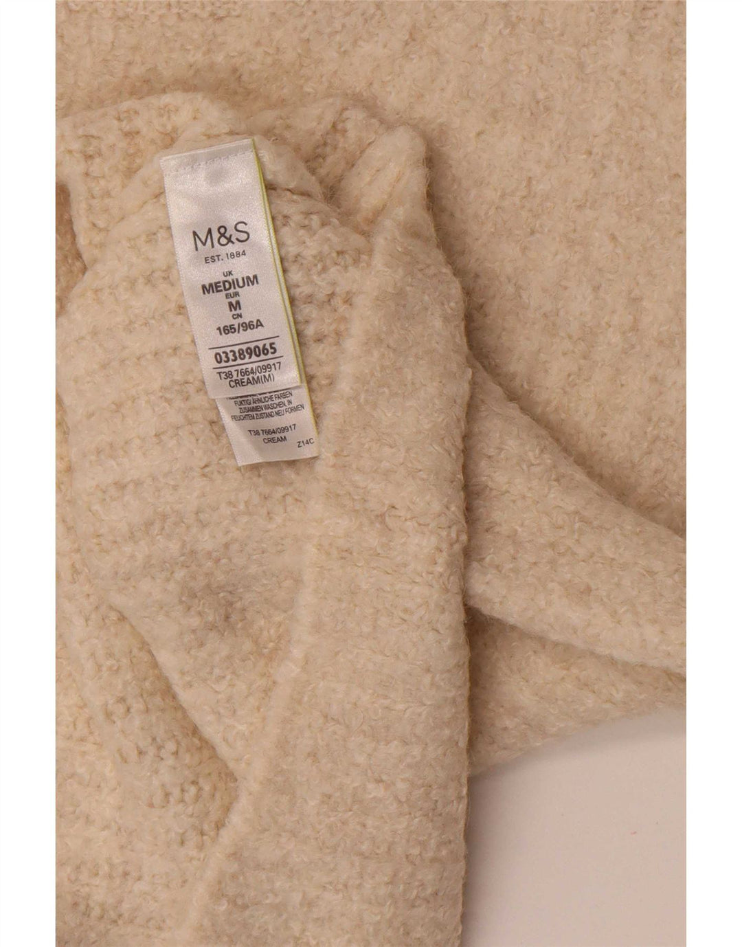Suéter feminino Marks & Spencer com gola redonda Reino Unido 14 acrílico bege médio