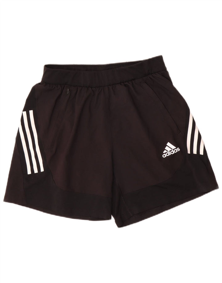 Shorts esportivos masculinos Adidas médio preto colorblock poliéster