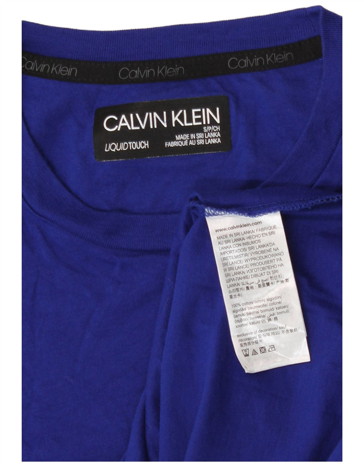 Calvin Klein Camiseta masculina top pequeno azul algodão