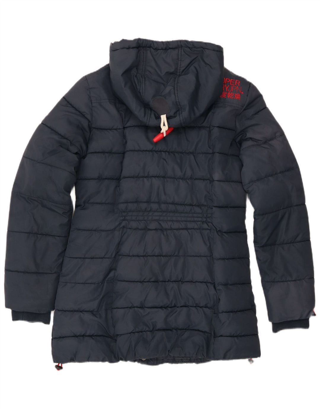 Jaqueta acolchoada com capuz feminina Superdry UK 14 grande poliéster azul marinho