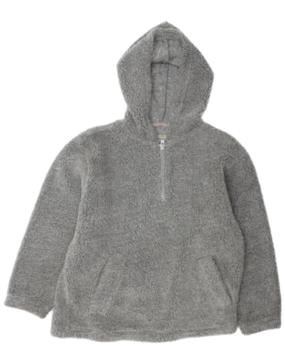 Jumper de lã com capuz masculino Fishbone com zíper e pescoço grande poliéster cinza