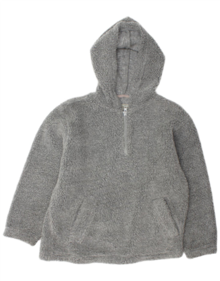 Jumper de lã com capuz masculino Fishbone com zíper e pescoço grande poliéster cinza