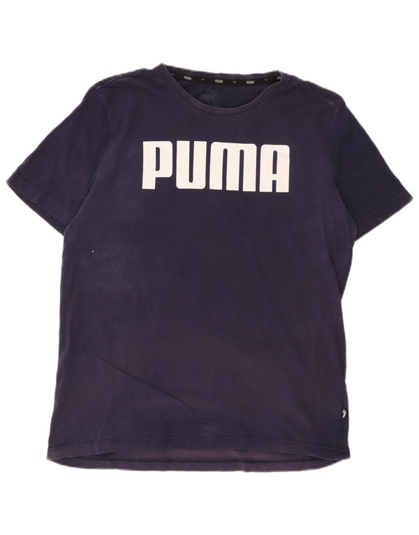 Camiseta masculina Puma Graphic Top grande algodão azul marinho