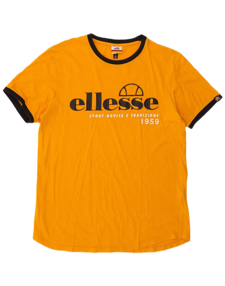 Camiseta masculina Ellesse com estampa gráfica grande de algodão laranja