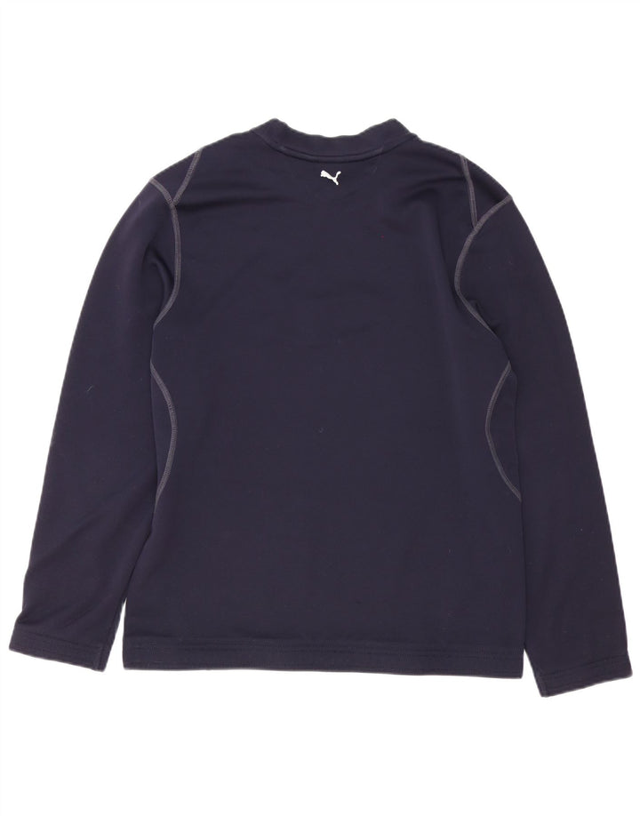 Puma Mens Graphic Top Manga Longa Médio Azul Marinho