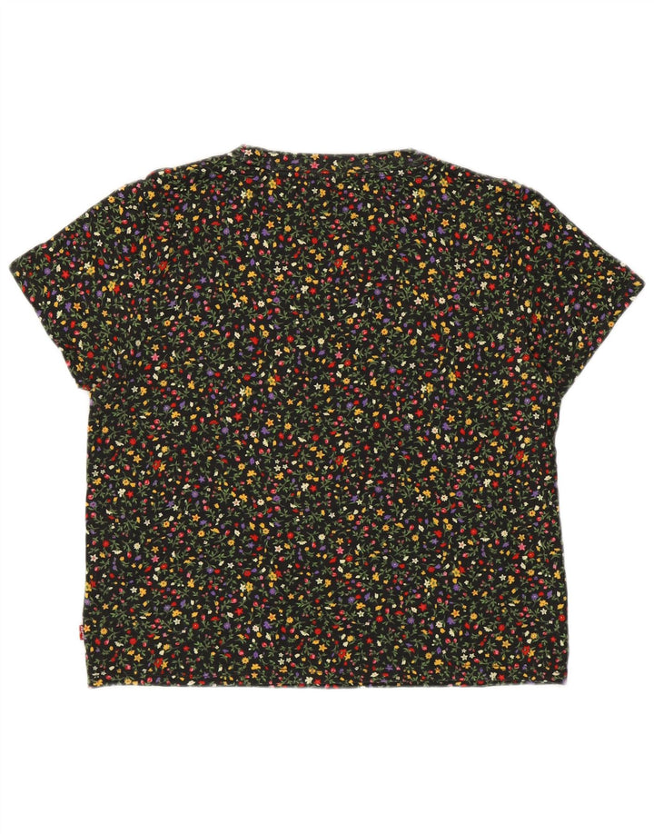 Camiseta feminina gráfica Levi's UK 14 algodão floral multicolorido médio