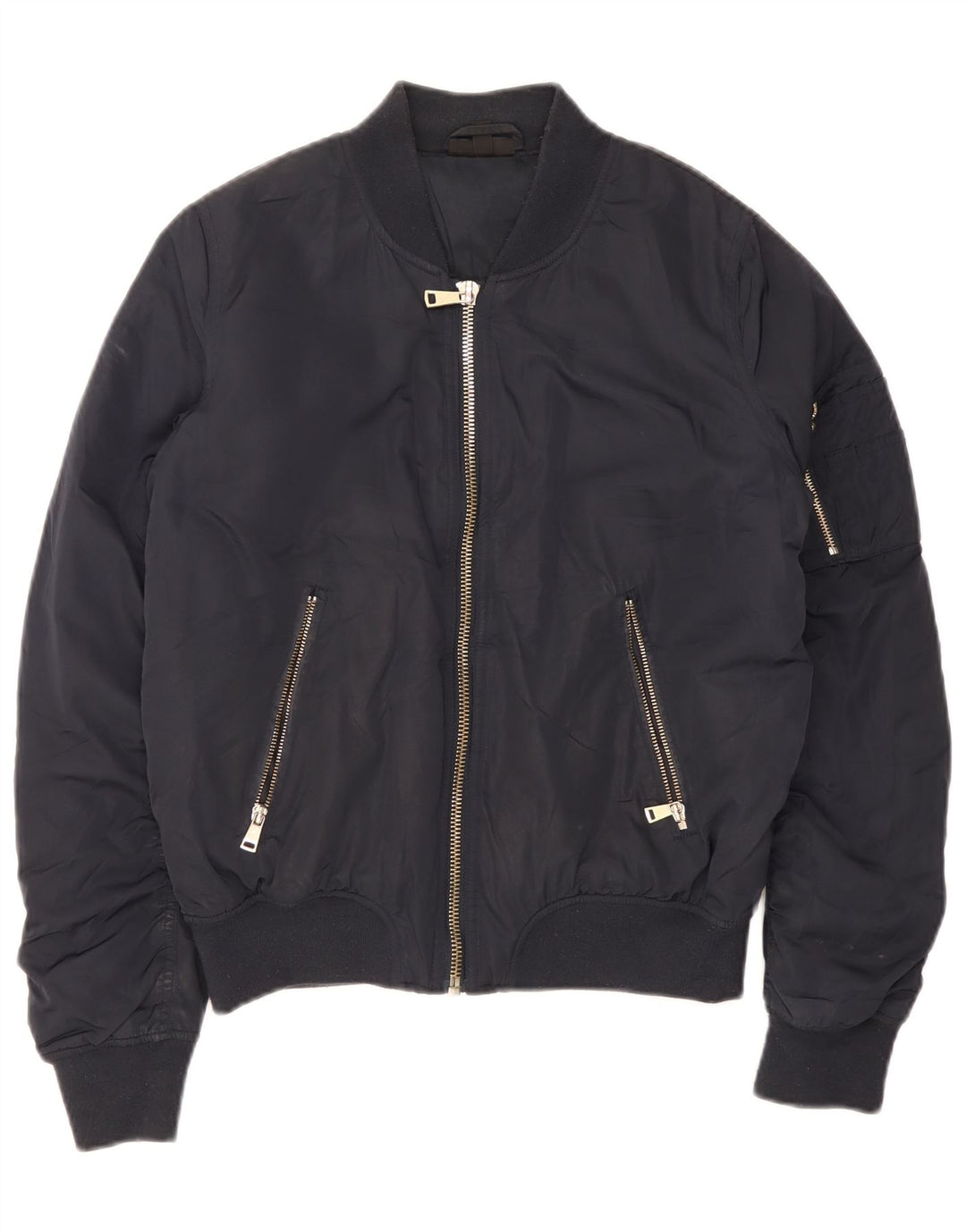 Jaqueta bomber feminina Topshop UK 12 poliéster azul marinho médio
