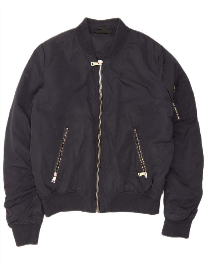 Jaqueta bomber feminina Topshop UK 12 poliéster azul marinho médio
