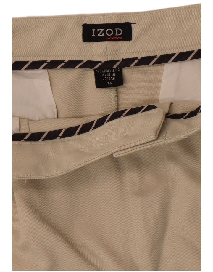 Izod Mens Pegged Chino Shorts W34 Grande Poliéster Bege