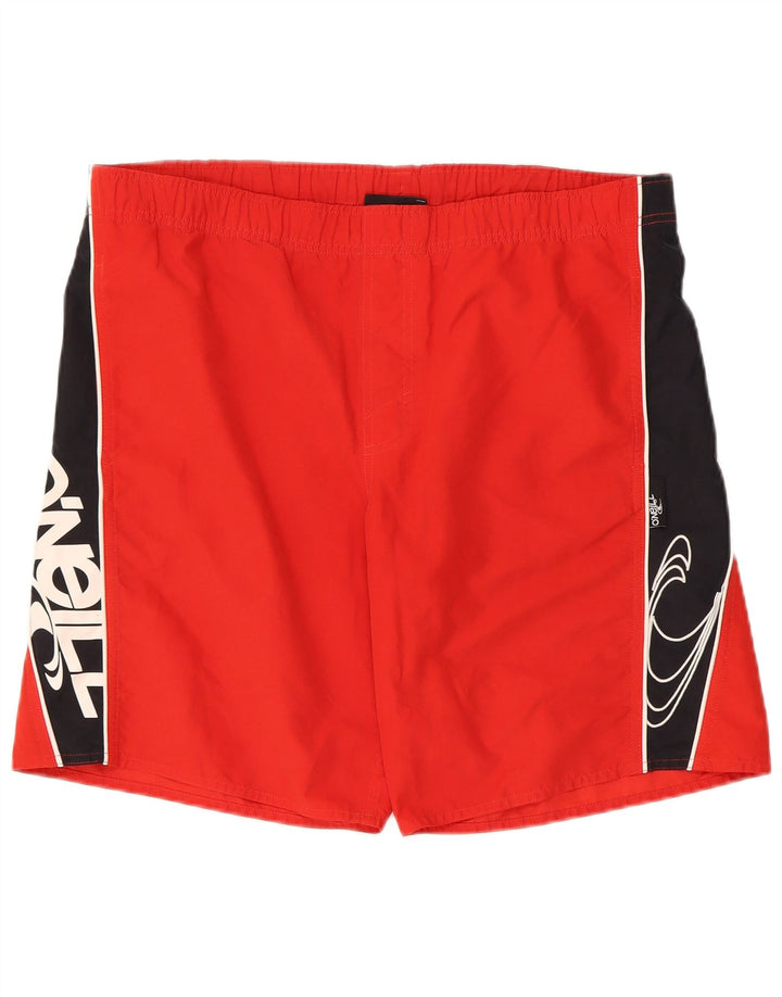 O'Neill Mens Graphic Sport Shorts Pequeno Poliéster Colorblock Vermelho