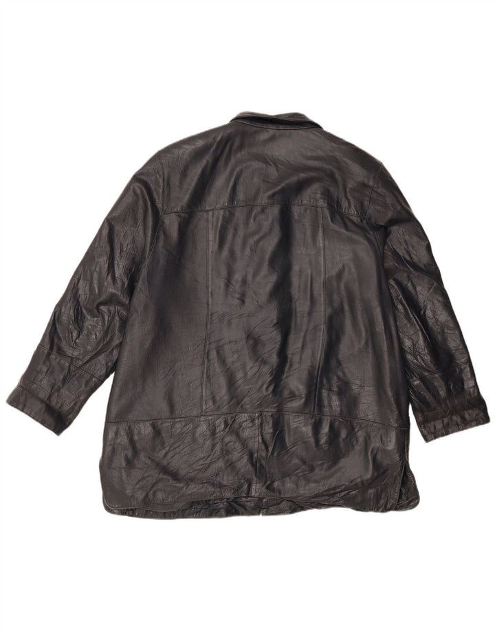 Jaqueta de couro feminina vintage IT 46 grande couro preto