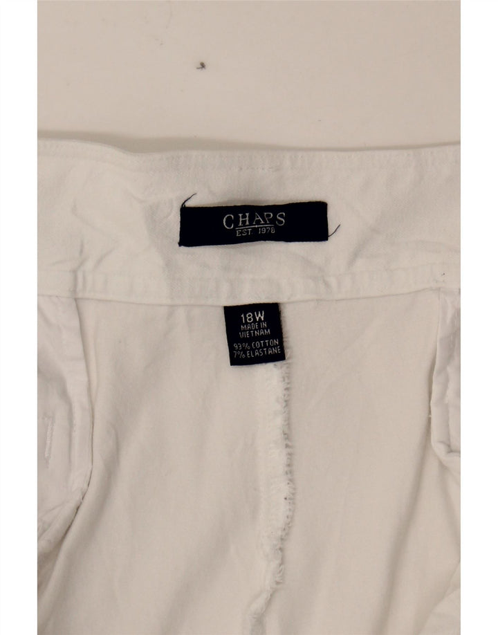 CHAPS Womens Straight Capri Trousers US 18 2XL W40 L22 White Cotton Vintage Chaps and Second-Hand Chaps from Messina Hembry 