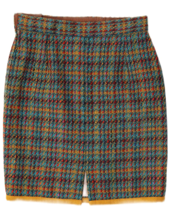 Saia lápis feminina vintage W28 xadrez médio multicolorido