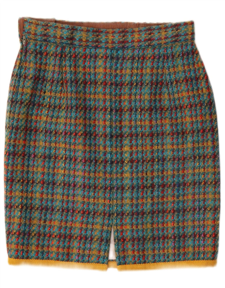 Saia lápis feminina vintage W28 xadrez médio multicolorido