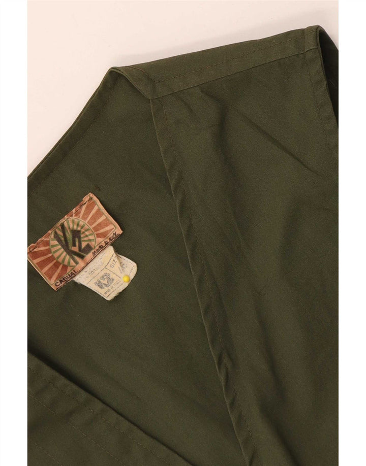 Colete utilitário masculino vintage IT 46 pequeno algodão cáqui